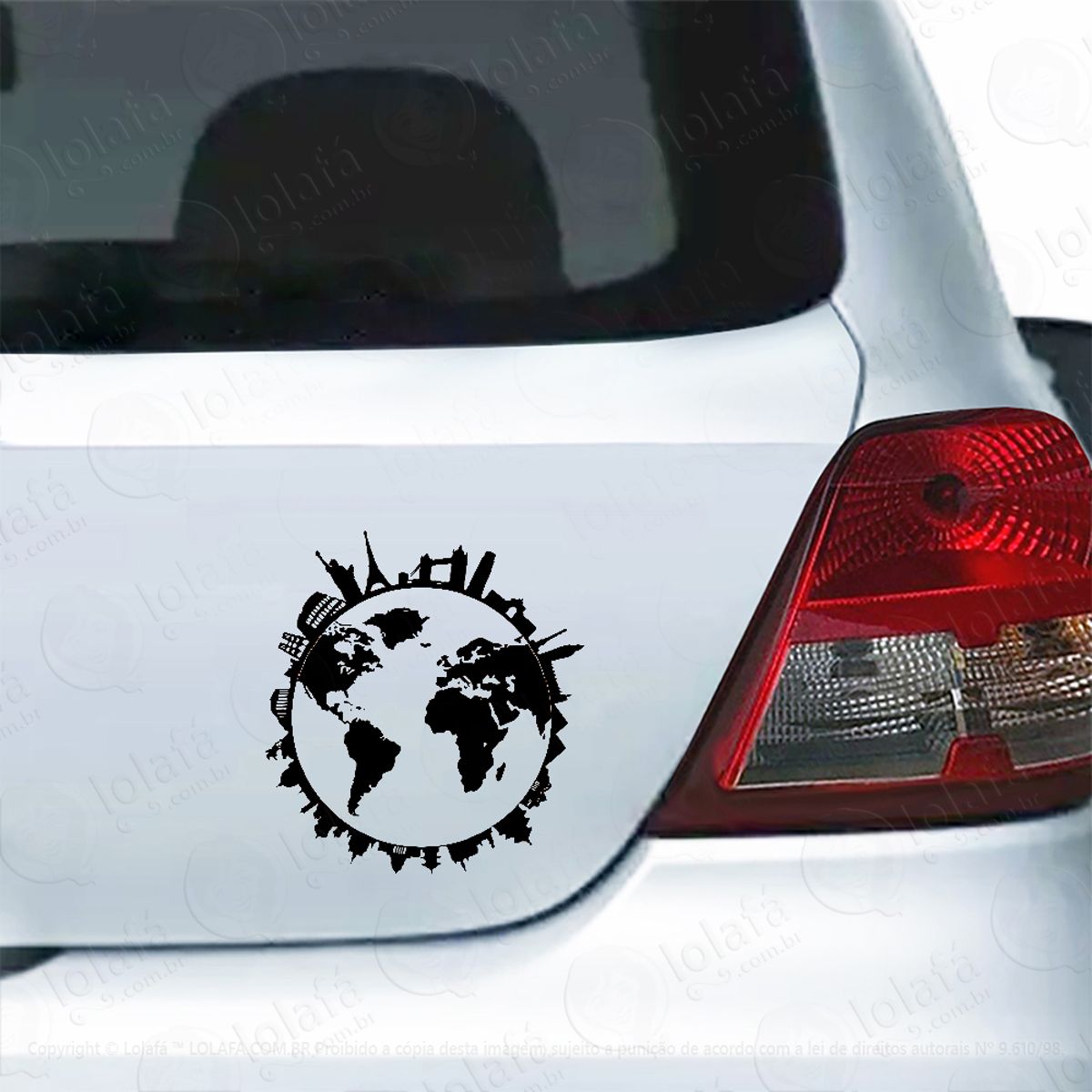 Adesivo Carro Moto Vidro Planeta Terra Globo Lugares Mod:4169