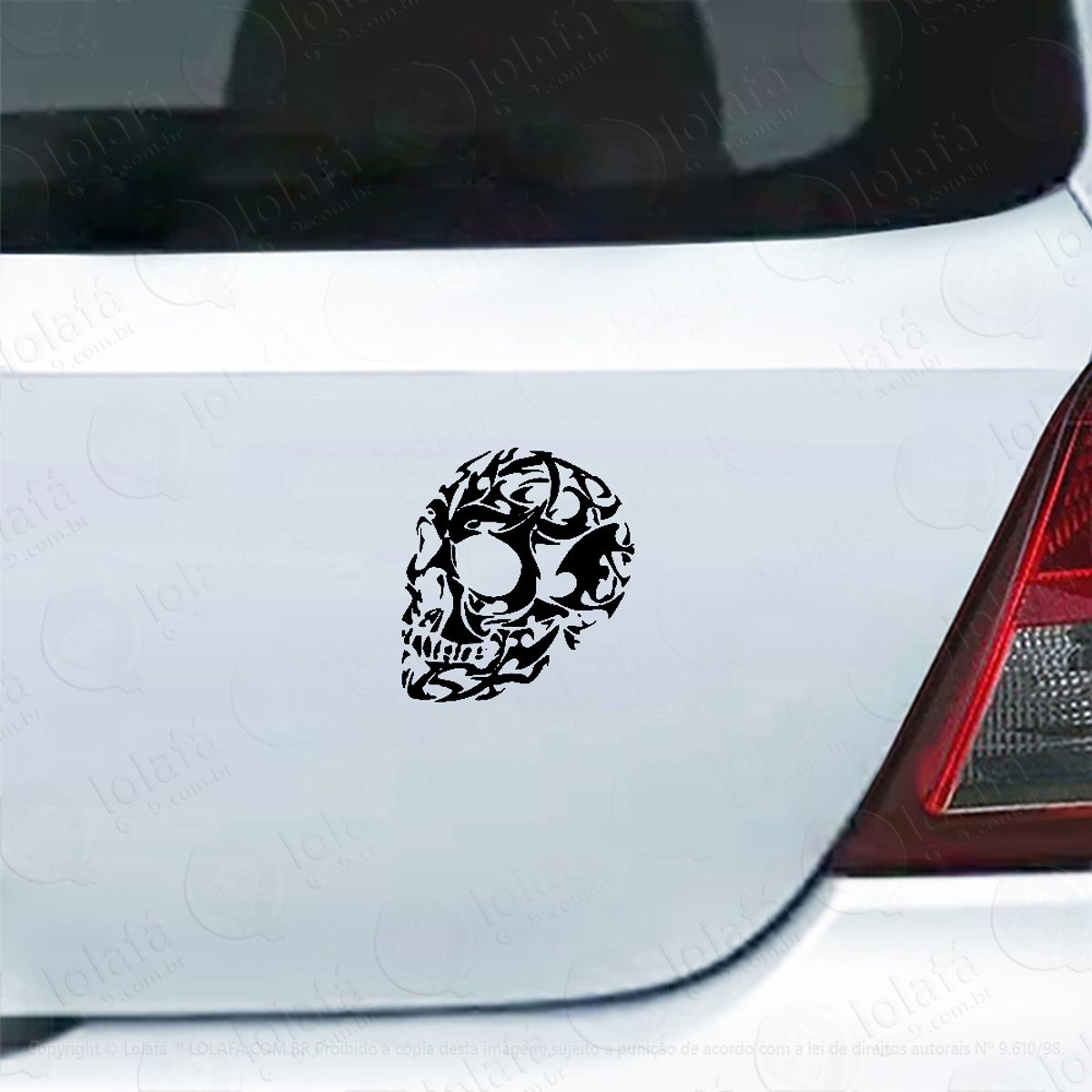 Adesivo Carro Moto Vidro Caveira Tribal Estilizada Mod:4178