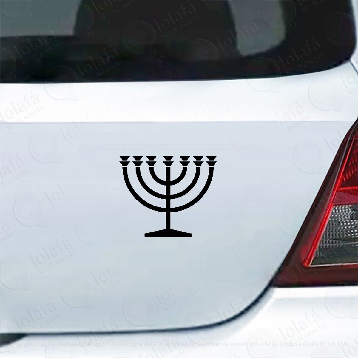 Adesivo Carro Moto Vidro Candelabro Menorah Judaico Mod:4208