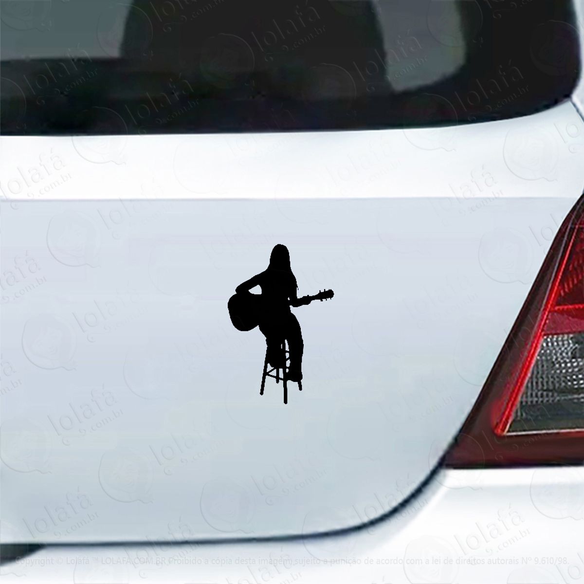Adesivo Para Carro Mulher No Violão Tocando Mod:4223