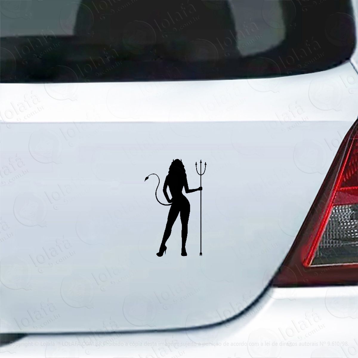 Adesivo Para Carro Diaba She Devil Com Tridente Mod:4299