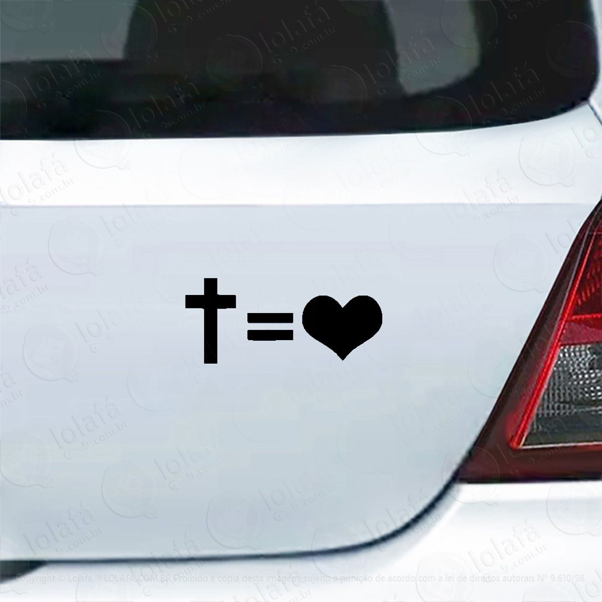 Adesivo Para Carro Jesus Igual Coração Amor Cristão Mod:4445