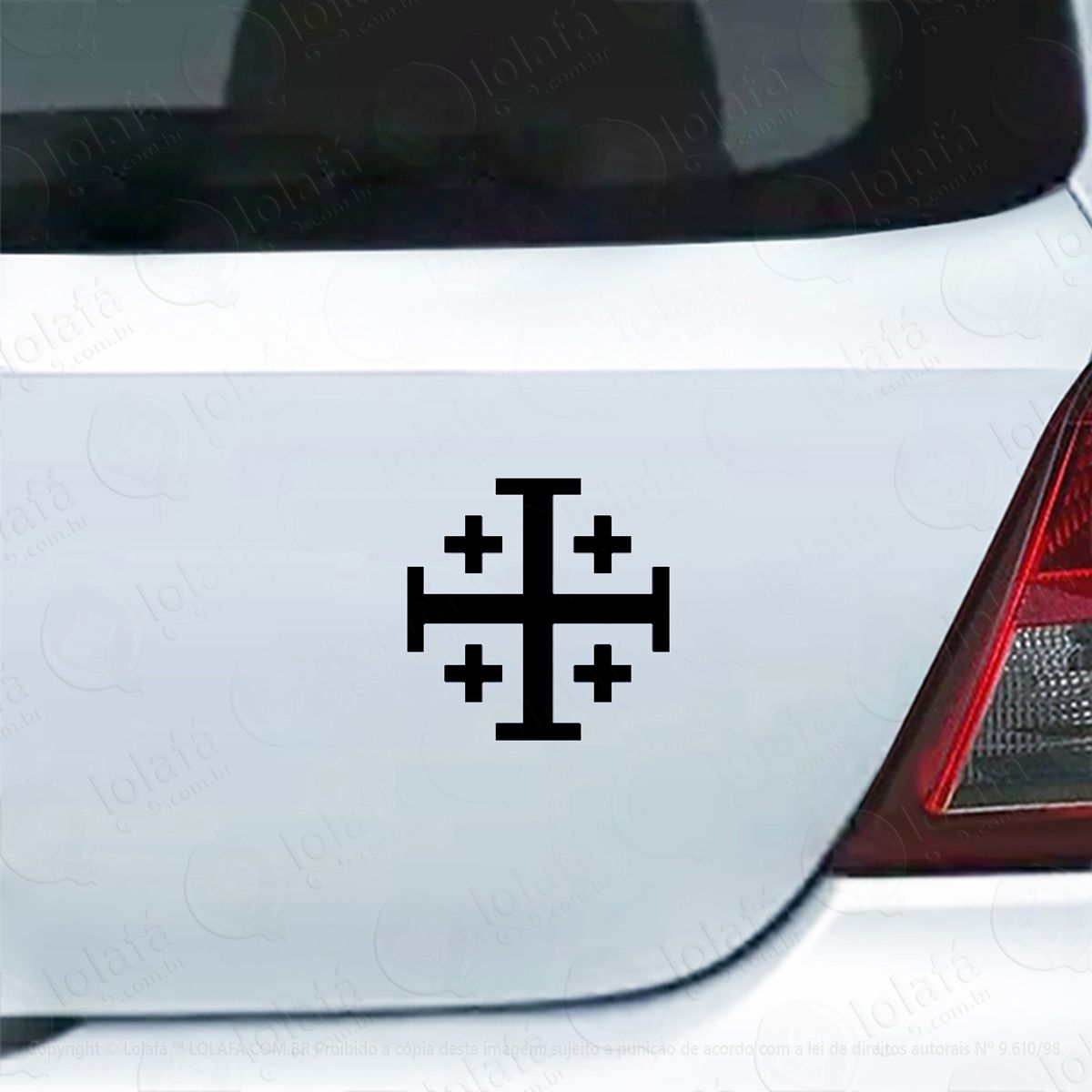 Adesivo Carro Moto Vidro Cruz De Jerusalém Mod:4449