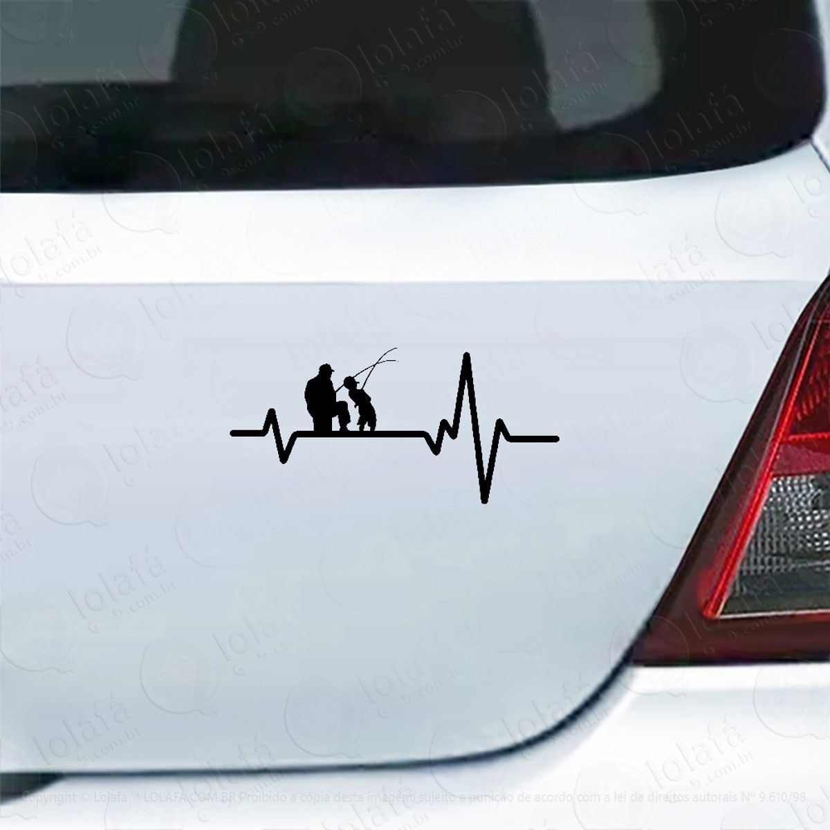 Adesivo Para Carro Pai E Filho Pescando Batimento Mod:4474