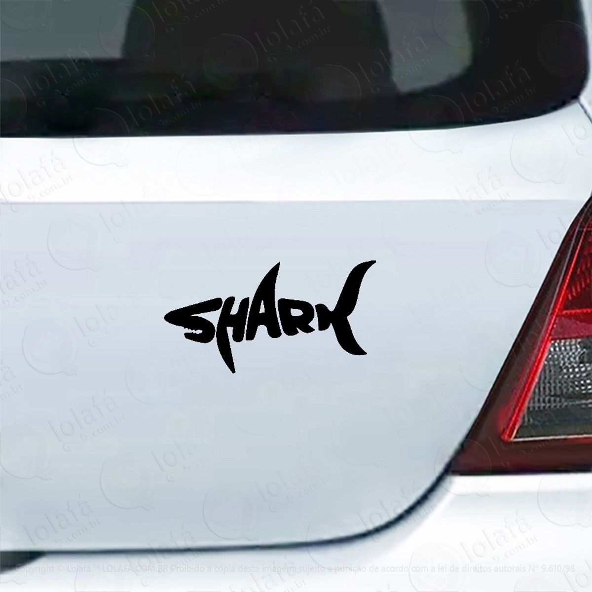 Adesivo Carro Moto Vidro Tubarão Escrita Shark Mod:4477