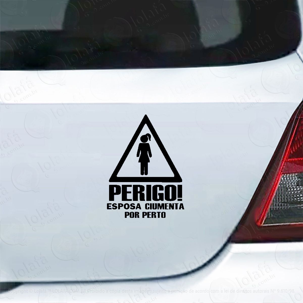 Adesivo De Carro Perigo Esposa Ciumenta Por Perto Mod:4481