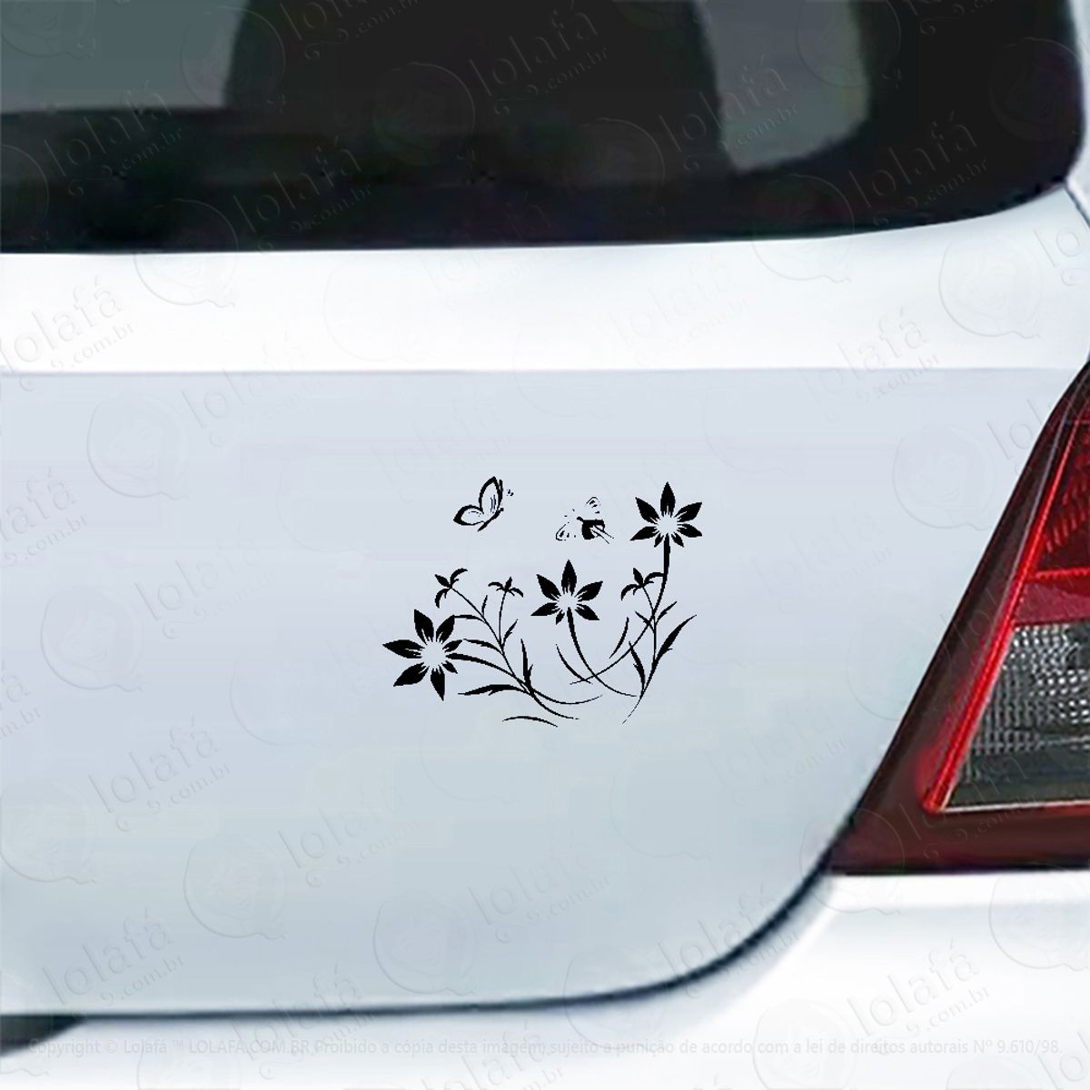 Adesivo Para Carro Jardim Flores E Borboletas Mod:4548