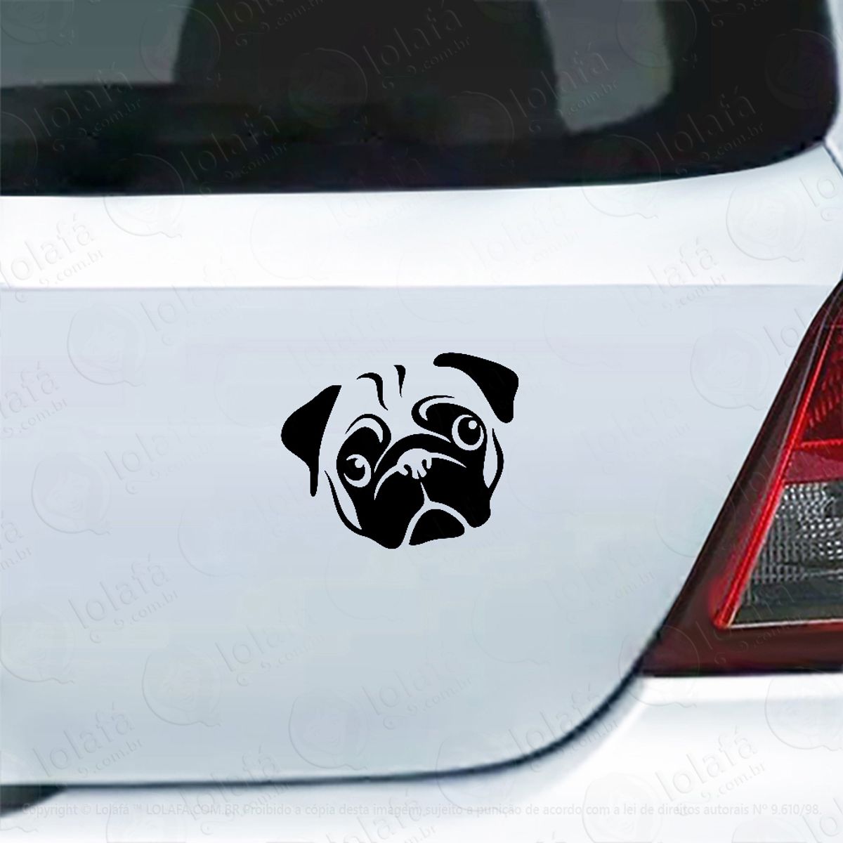 Adesivo Carro Moto Vidro Cachorro Raça Pug Retrato Mod:4551
