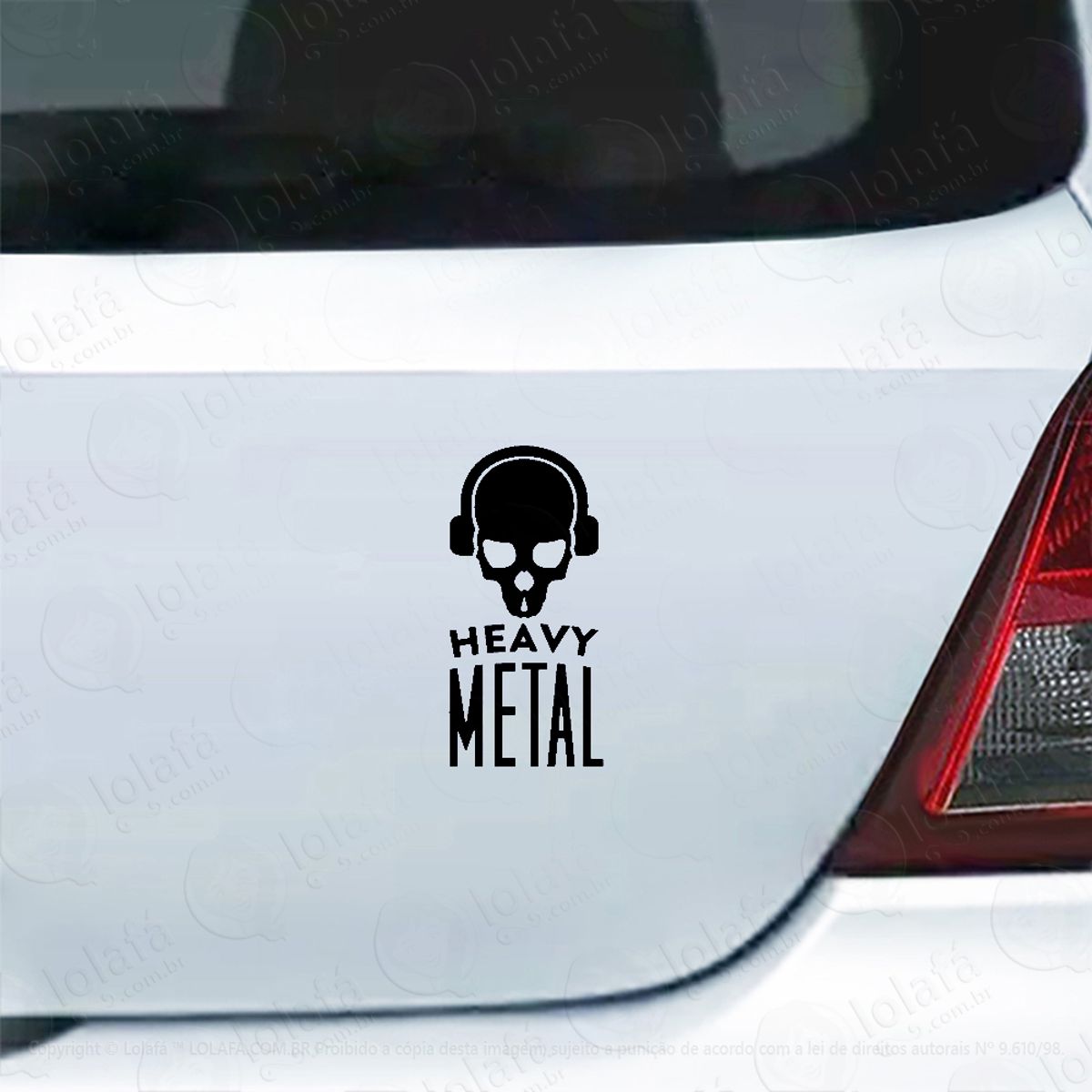 Adesivo Carro Moto Vidro Heavy Metal Caveira De Fones Mod:4585