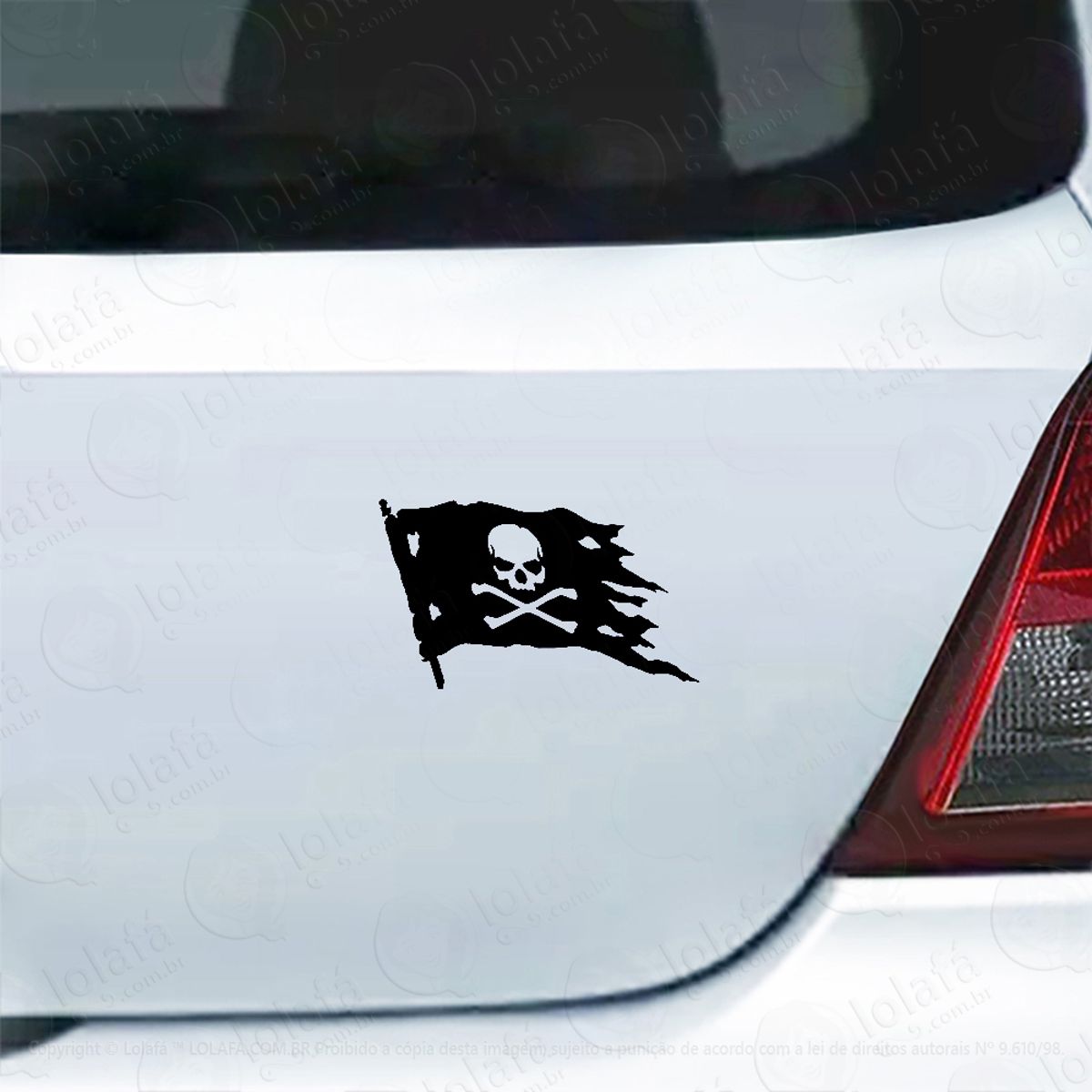 Adesivo Carro Moto Vidro Bandeira Pirata Caveira Mod:4652