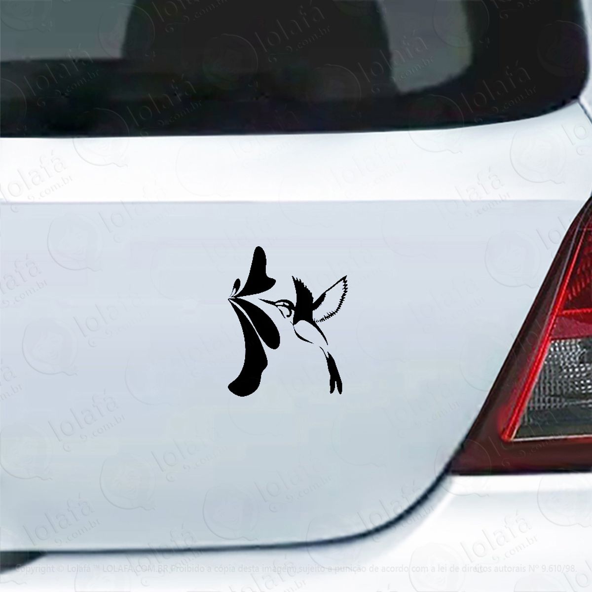 Adesivo Carro Moto Vidro Pássaro Beija-flor Na Flor Mod:4662