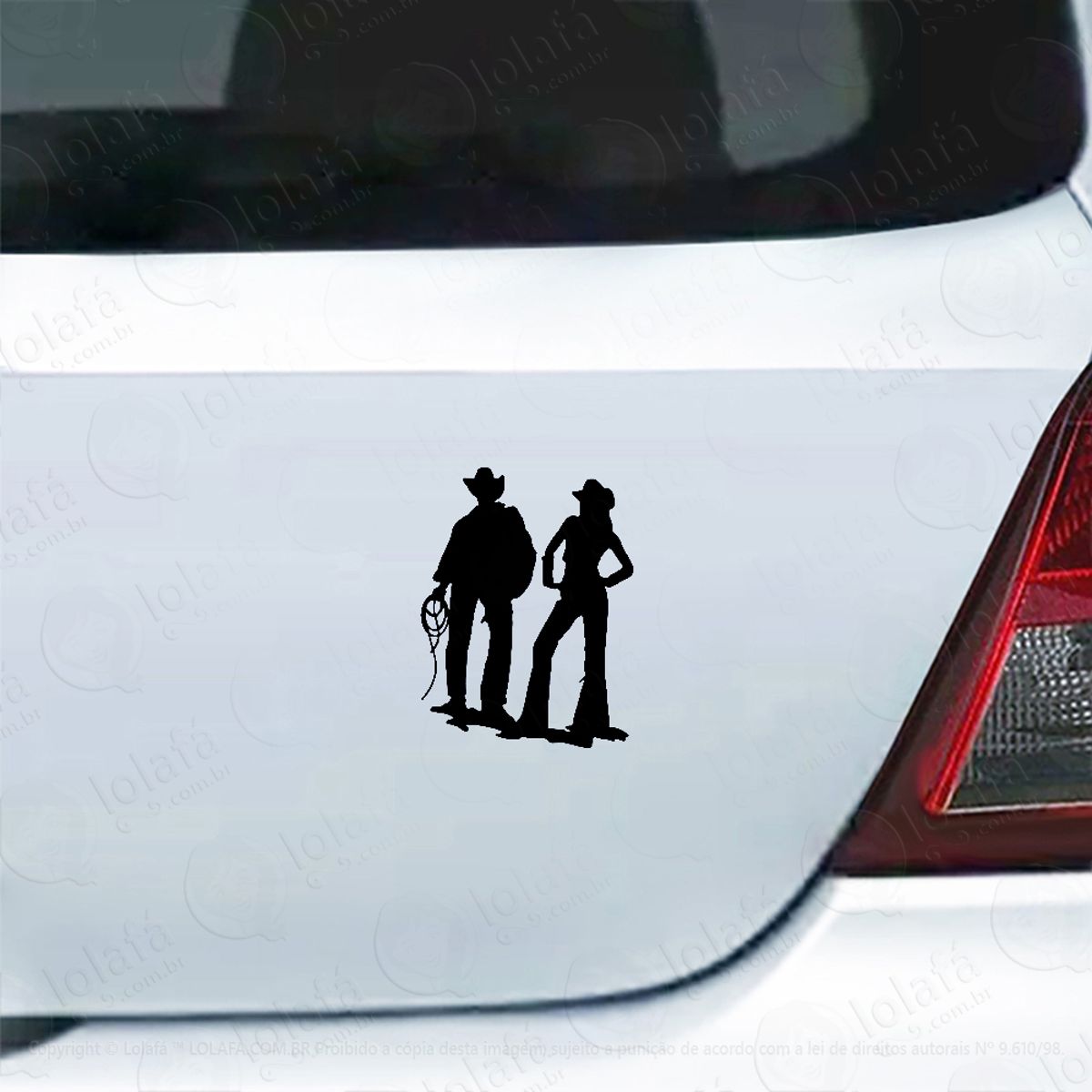 Adesivo Para Carro Cowboy Peão E Peoa Casal Mod:4706