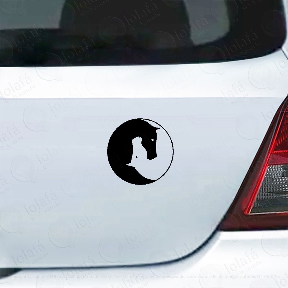 Adesivo Para Carro Yin Yang Chinês Cavalos Yoga Mod:4748