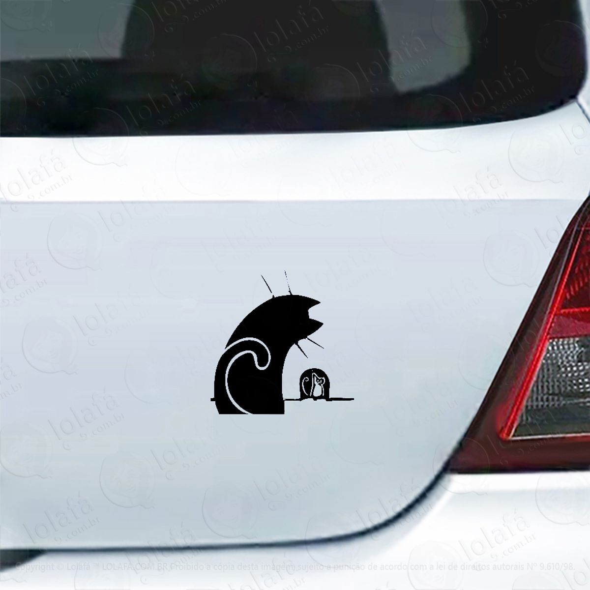 Adesivo Para Carro Gato E Rato Na Toca Mod:4783