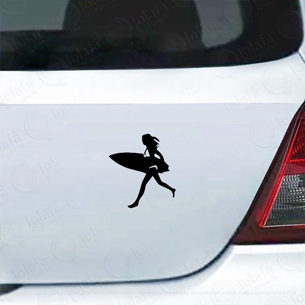 Adesivo Carro Moto Vidro Surfista Mulher Com Prancha Mod:4797