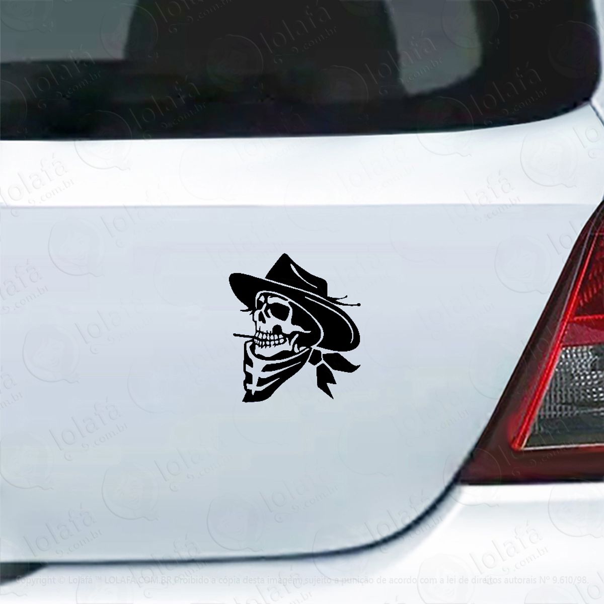 Adesivo Para Carro Caveira Cowboy Fumando Mod:4804