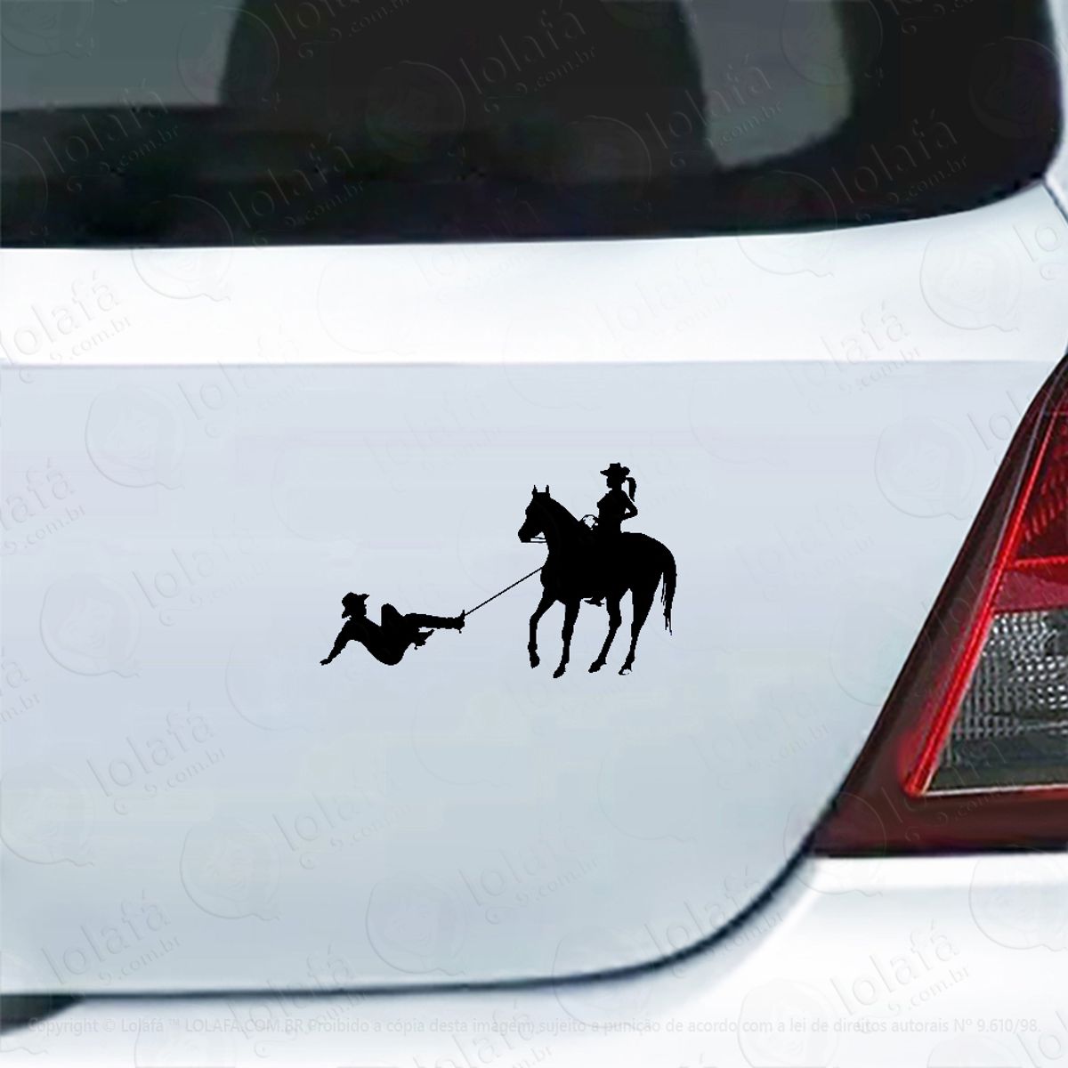 Adesivo Para Carro Cowgirl Bruta No Laço Mod:4866