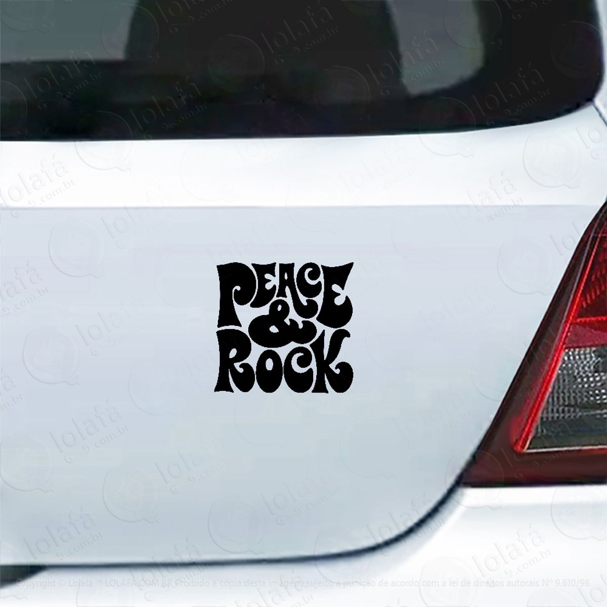 Adesivo Para Carro Peace And Rock - Paz E Rock Mod:4885