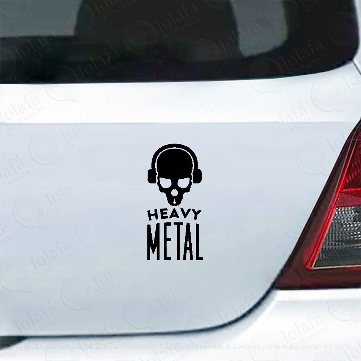 Adesivo De Carro Heavy Metal Caveira De Fones Mod:4939