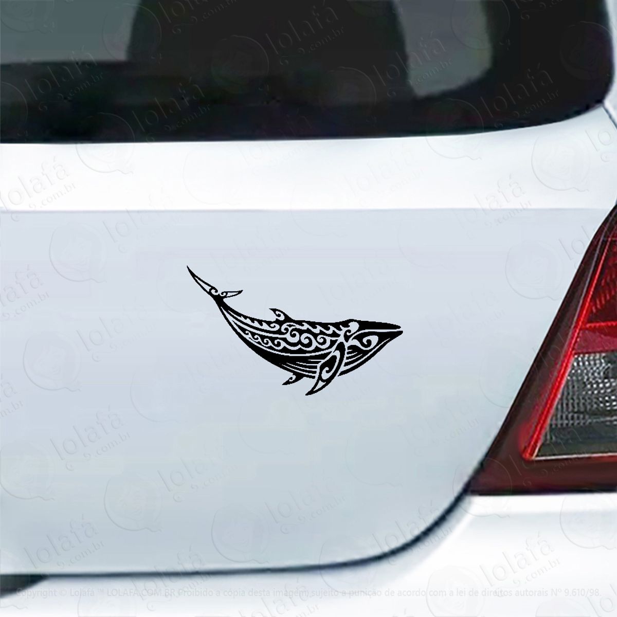 Adesivo Para Carro Baleia Azul Tribal Animal Marinho Oceno Mod:4958