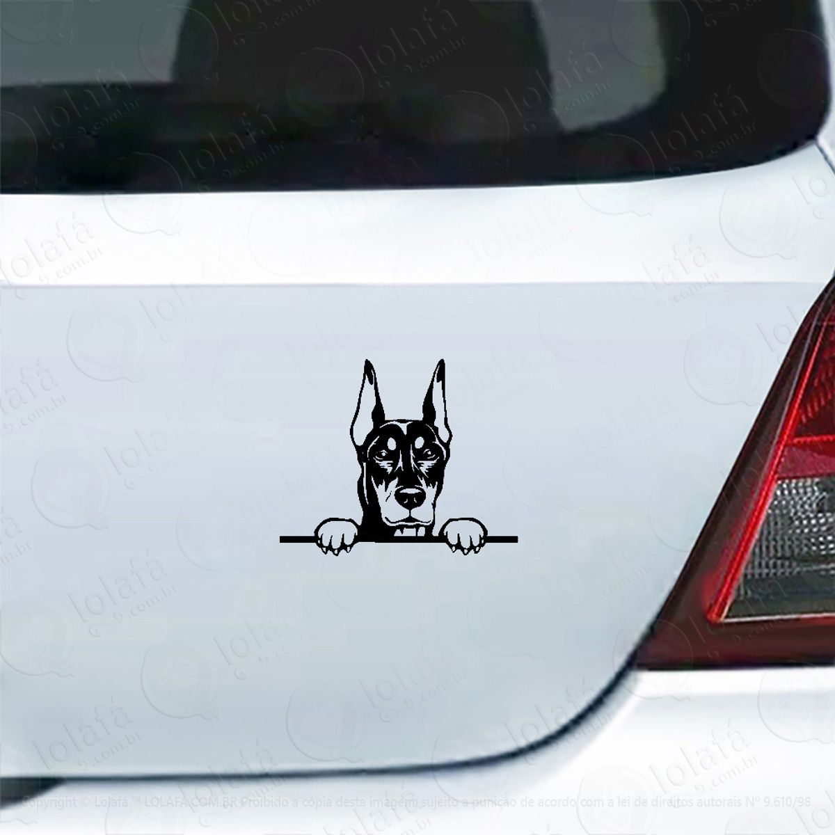Adesivo Para Carro Dobermann Cachorro Espiando Mod:5029