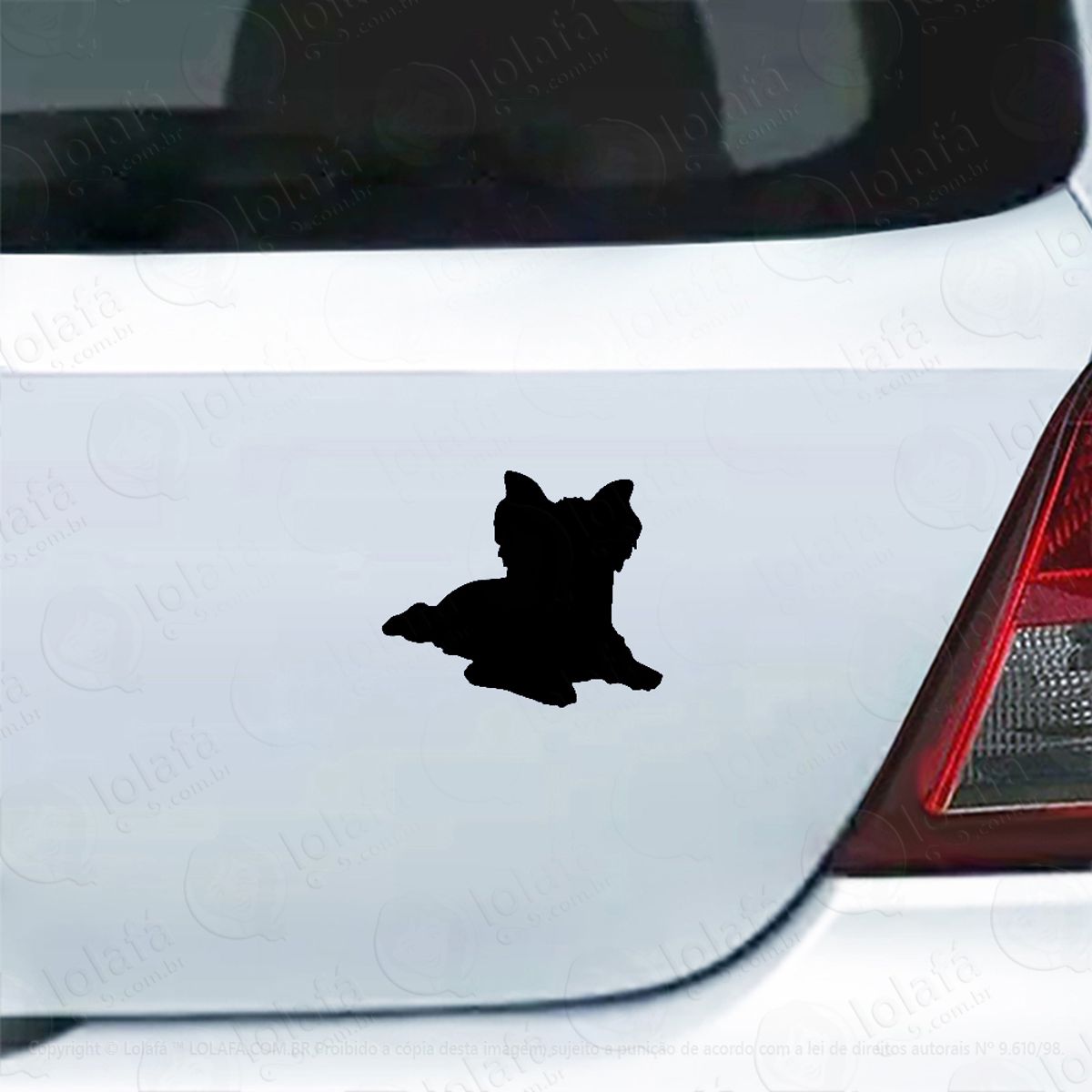 Adesivo Carro Moto Vidro Yorkshire Terrier Raça Deitado Mod:5056
