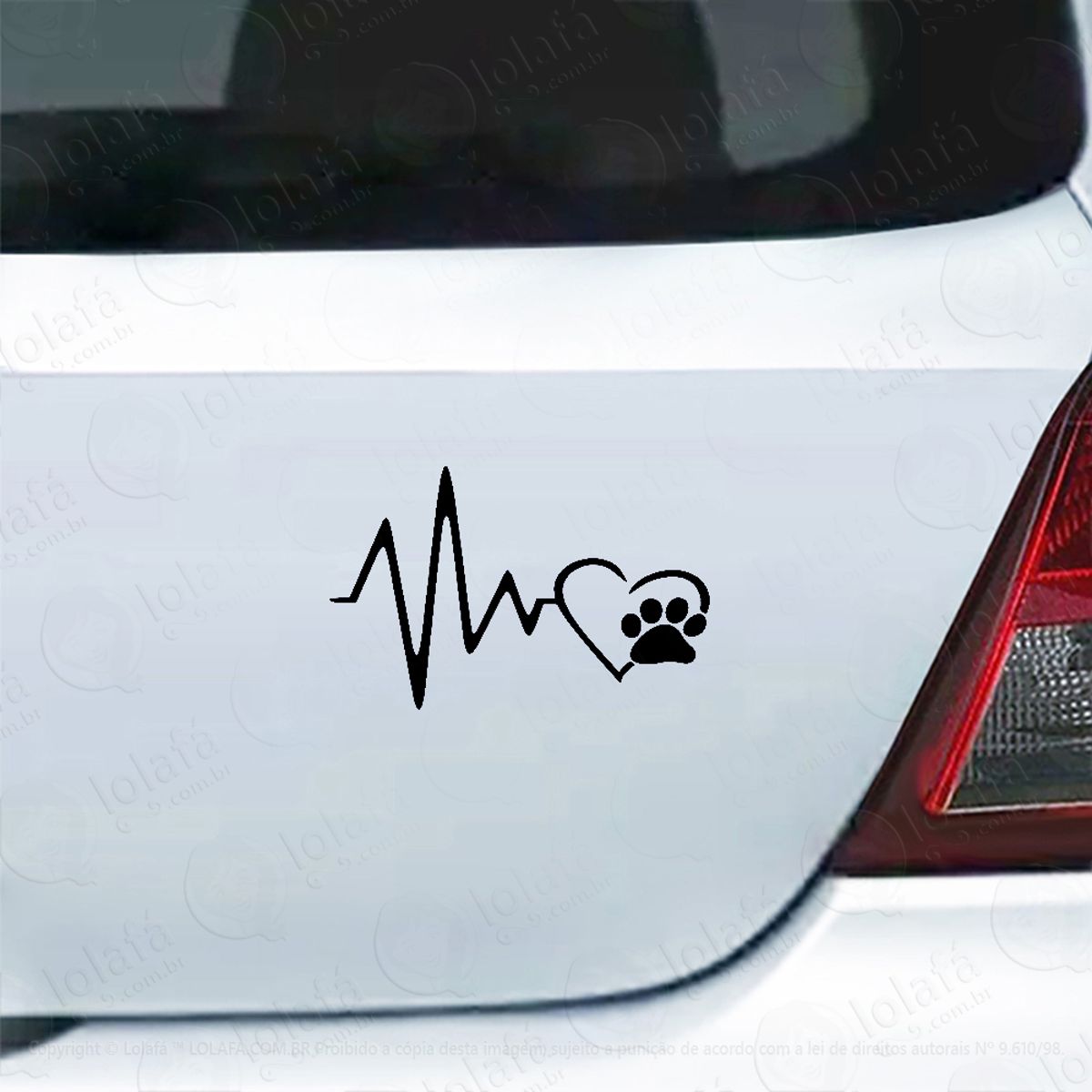 Adesivo Para Carro Batimentos Amor Por Animais Mod:5125