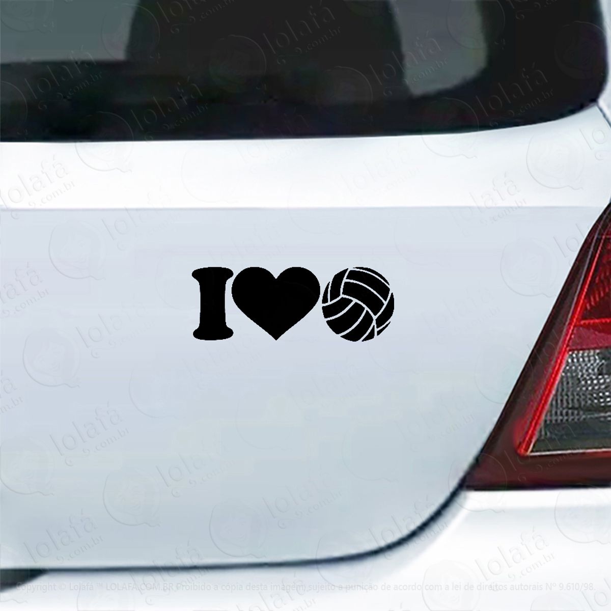 Adesivo Carro Moto Vidro Eu Amo Vôlei Voleibol Mod:5127