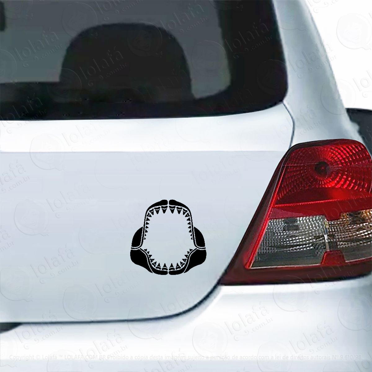 Adesivo Para Carro Arcada Dentária Tubarão Boca Dentes Mod:5192