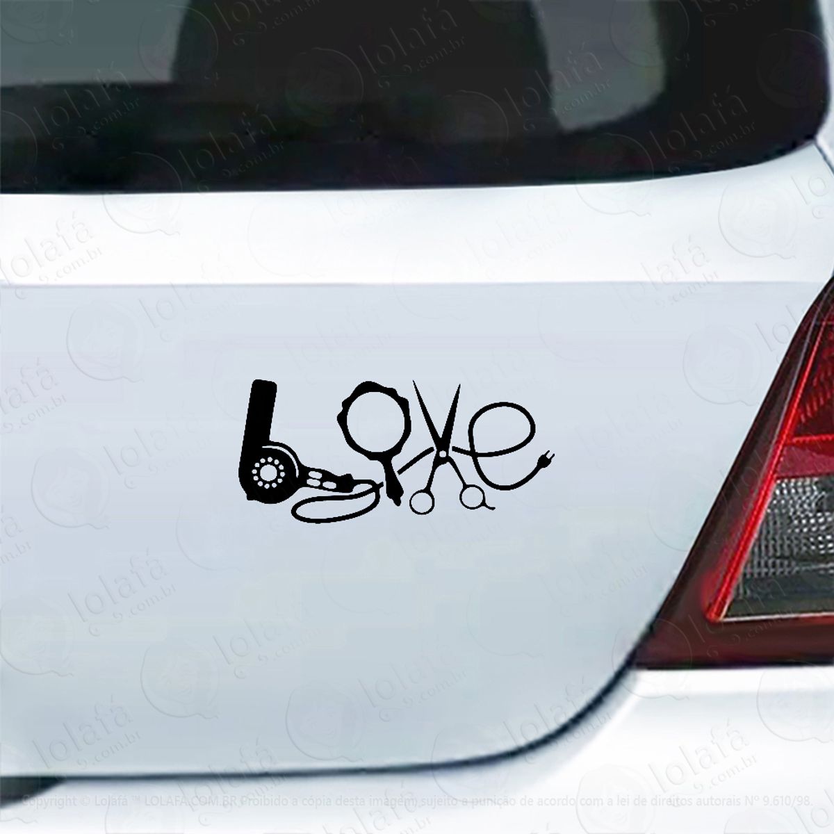 Adesivo Carro Moto Vidro Love Cabelereiro Salão De Beleza Mod:5453