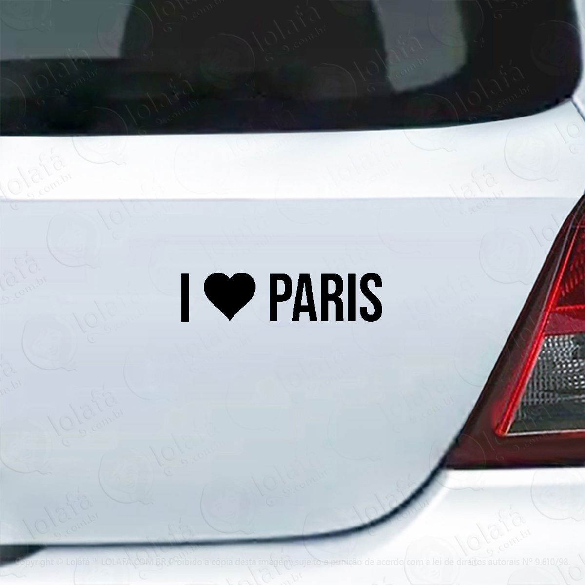 Adesivo Para Carro Eu Amo Paris I Love Paris Mod:5970