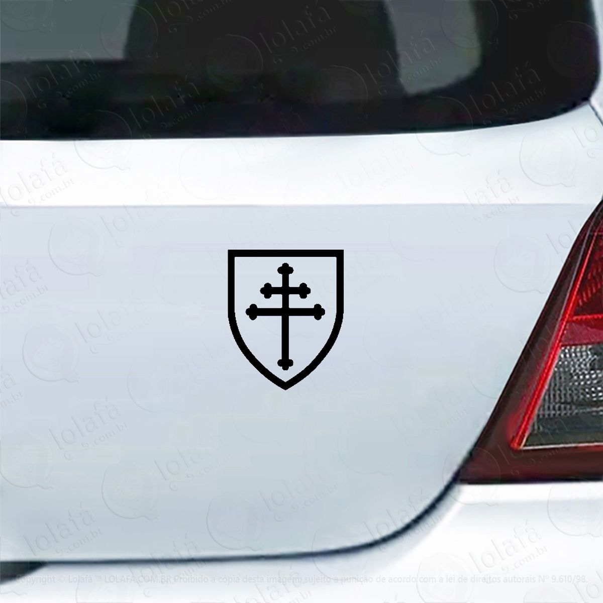 Adesivo De Carro Escudo Heráldico Cruz De Lorena Mod:6100