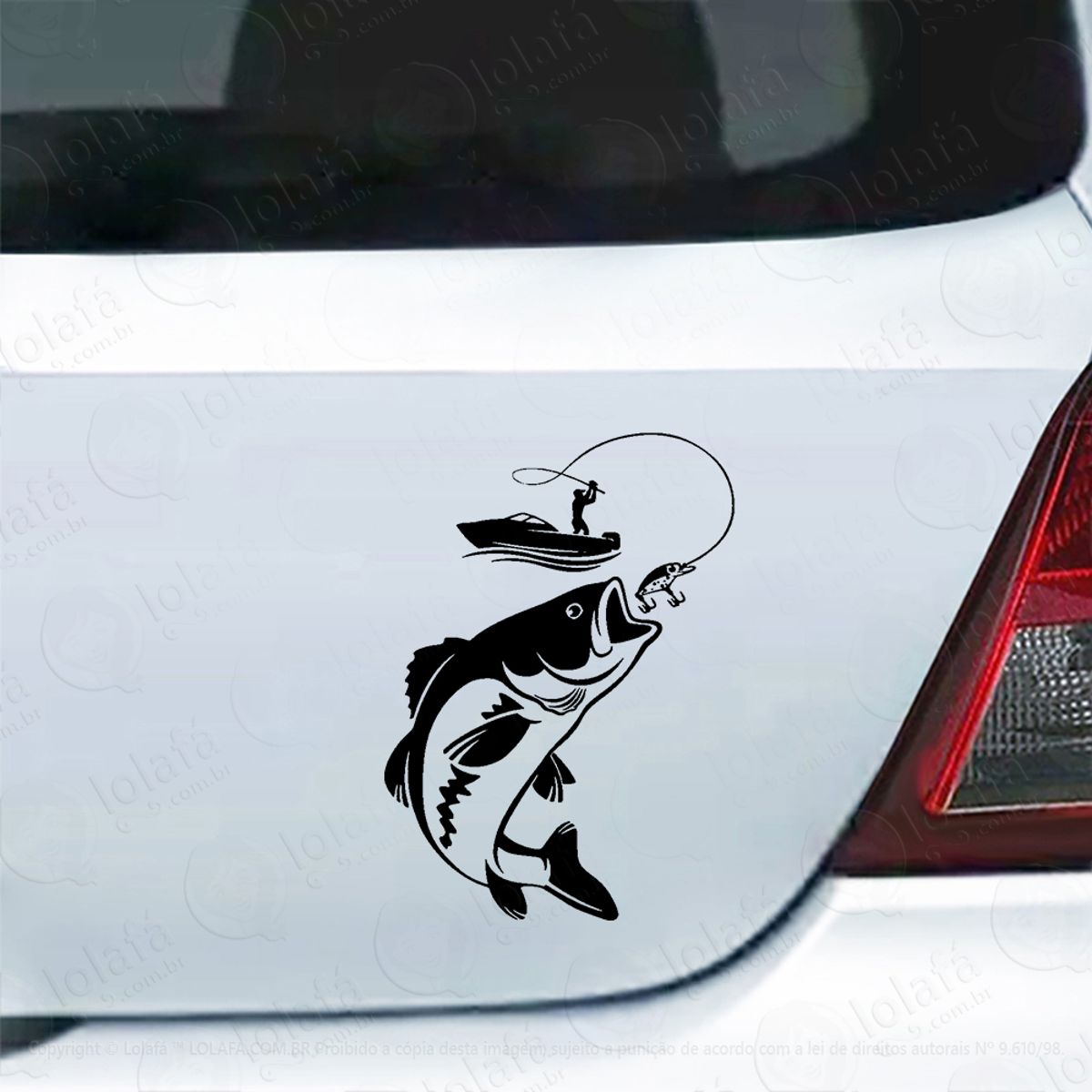 Adesivo Pescador Para Carro Decalque Pesca Esportiva Peixe Mod:6114