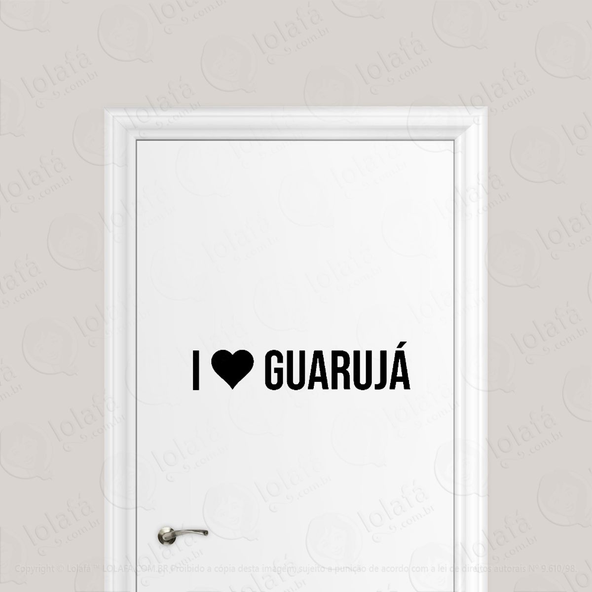 Adesivo Para Porta Eu Amo Guarujá - I Love Guarujá Mod:6138