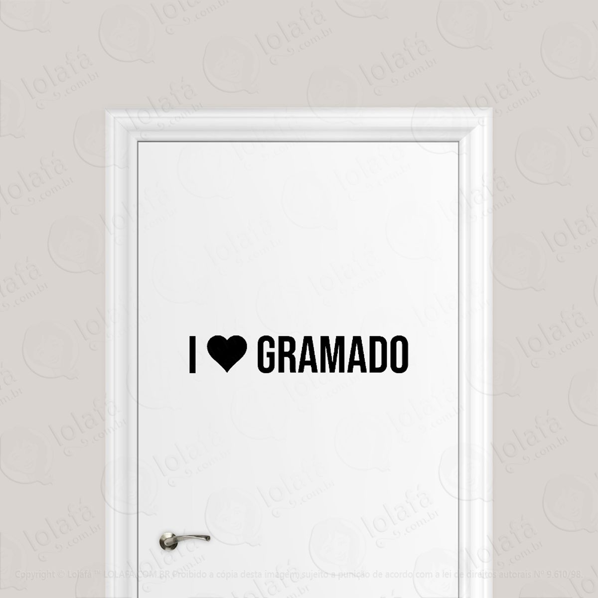 Adesivo Para Porta Eu Amo Gramado - I Love Gramado Mod:6148