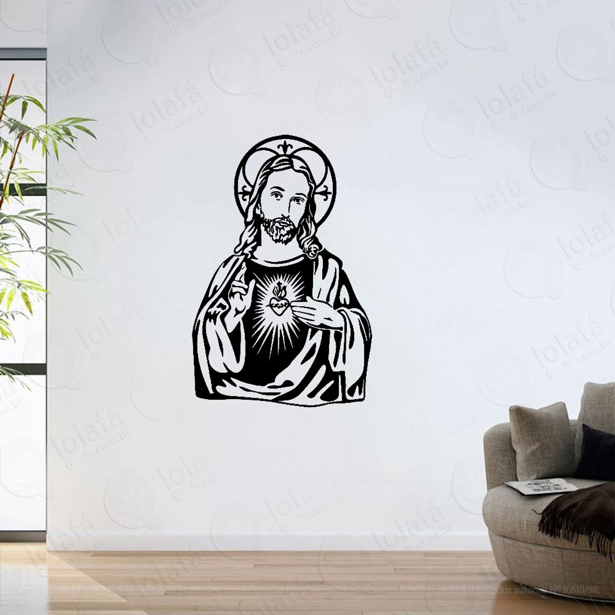 Adesivo Parede Sala Coração Jesus Cristo Mod:6151