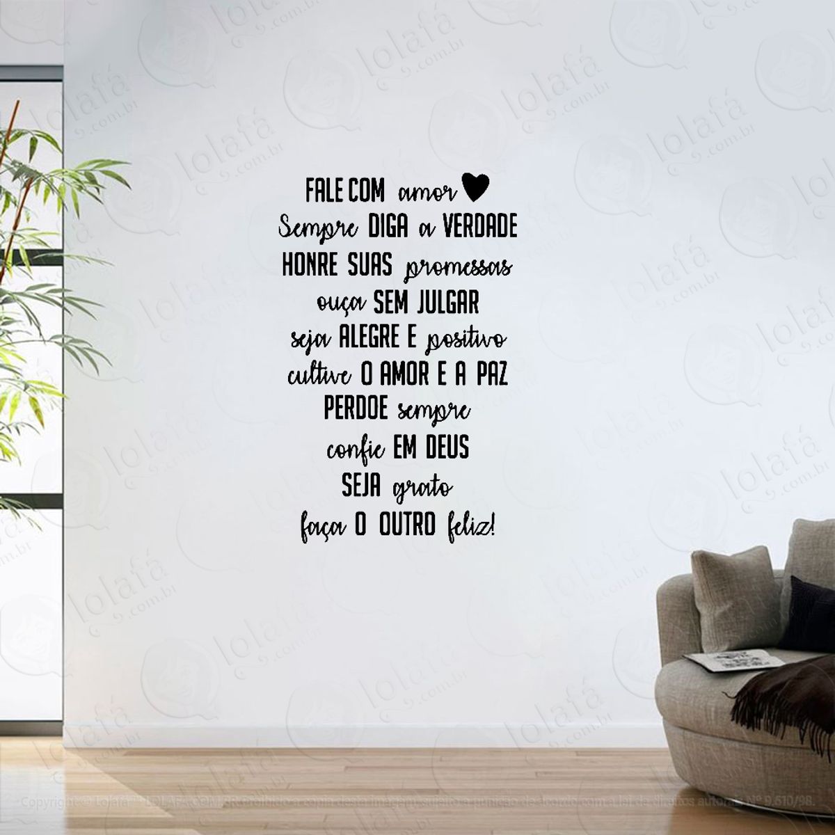 Adesivo Parede Sala Frase Fale Com Amor Seja Grato Perdoe Mod:6154
