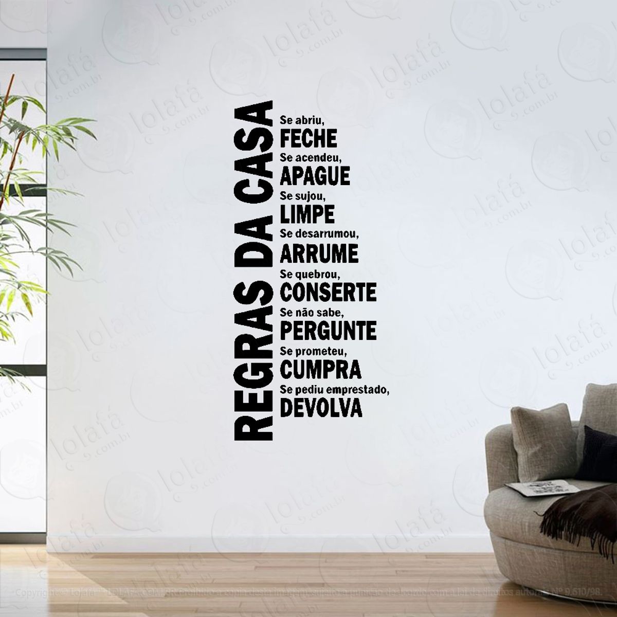Adesivo De Parede Sala Regras Da Casa Da Mãe Mod:6157