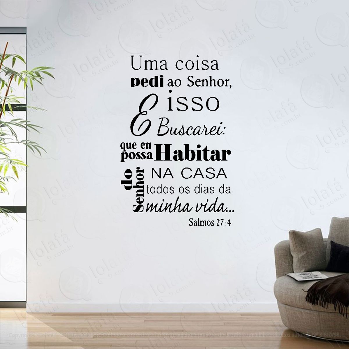 Adesivo Parede Sala Frase Bíblica Religioso Salmos 27:4 Mod:6158