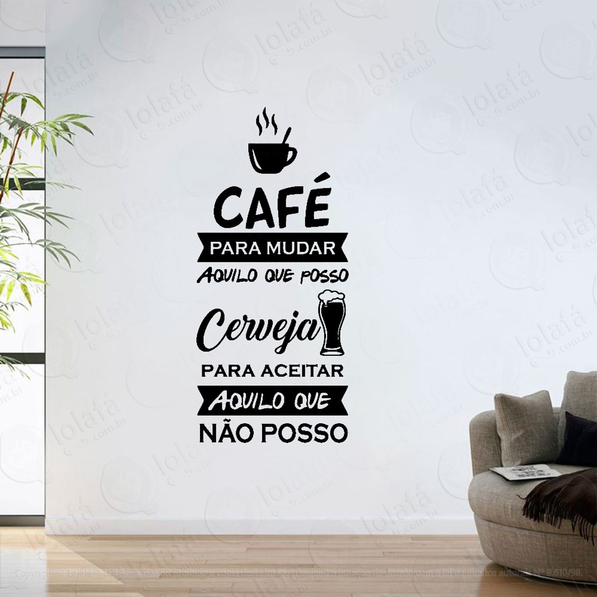 Adesivo Parede Café Para Mudar Cerveja Para Aceitar Mod:6166