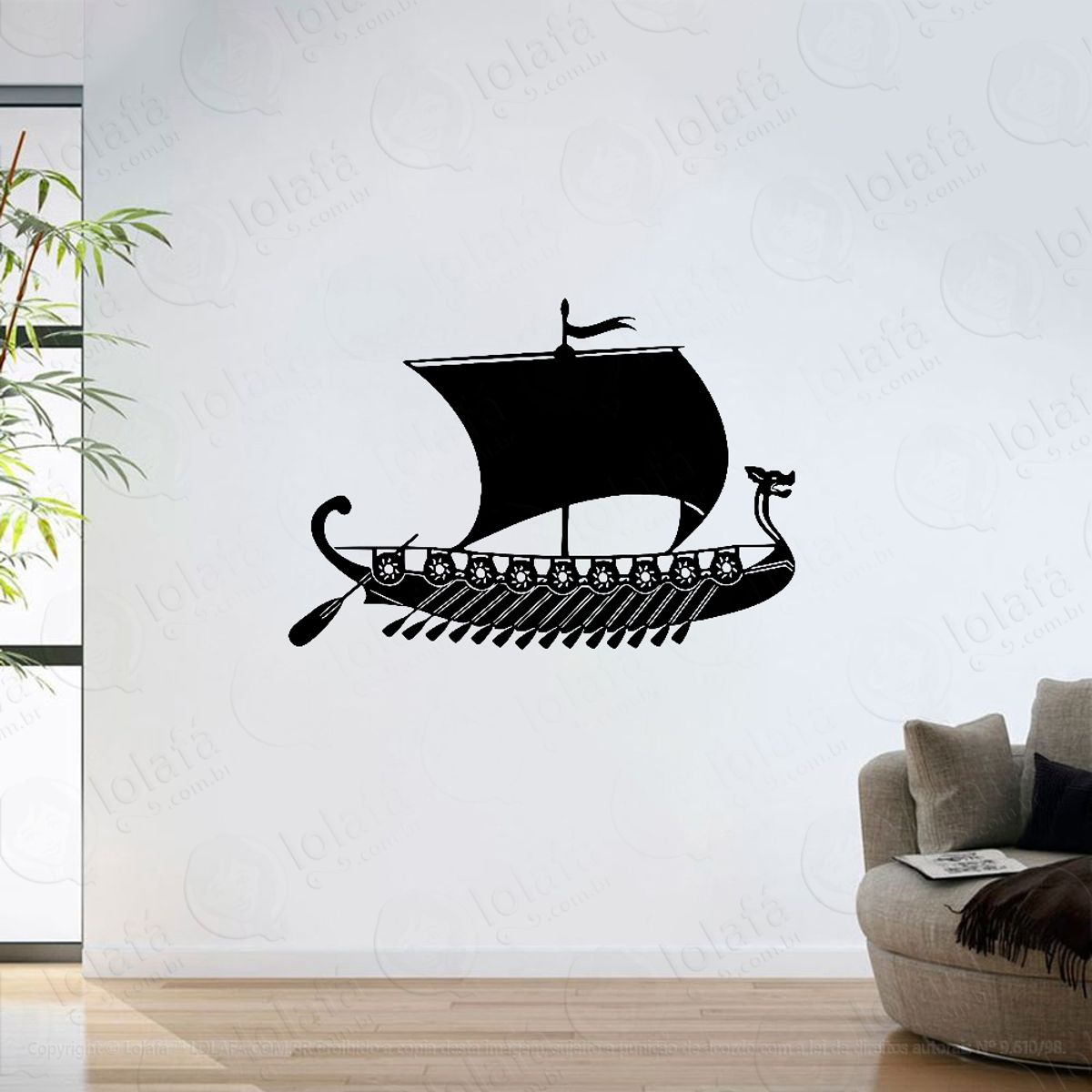 Adesivo Parede Sala Barco Viking Mod:6170