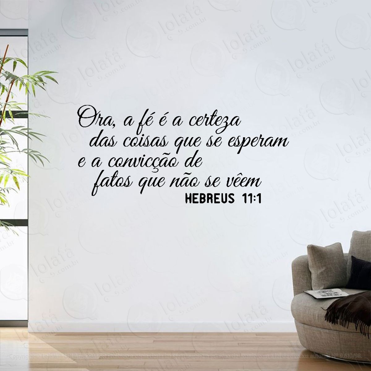 Adesivo Parede Fé Deus Hebreus 11:1 Versículo Mod:6179