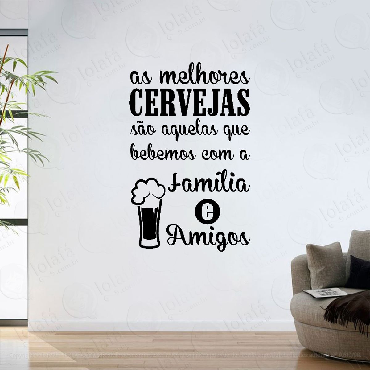 Adesivo Parede Frase Melhores Cervejas Área Churrasqueira Mod:6181