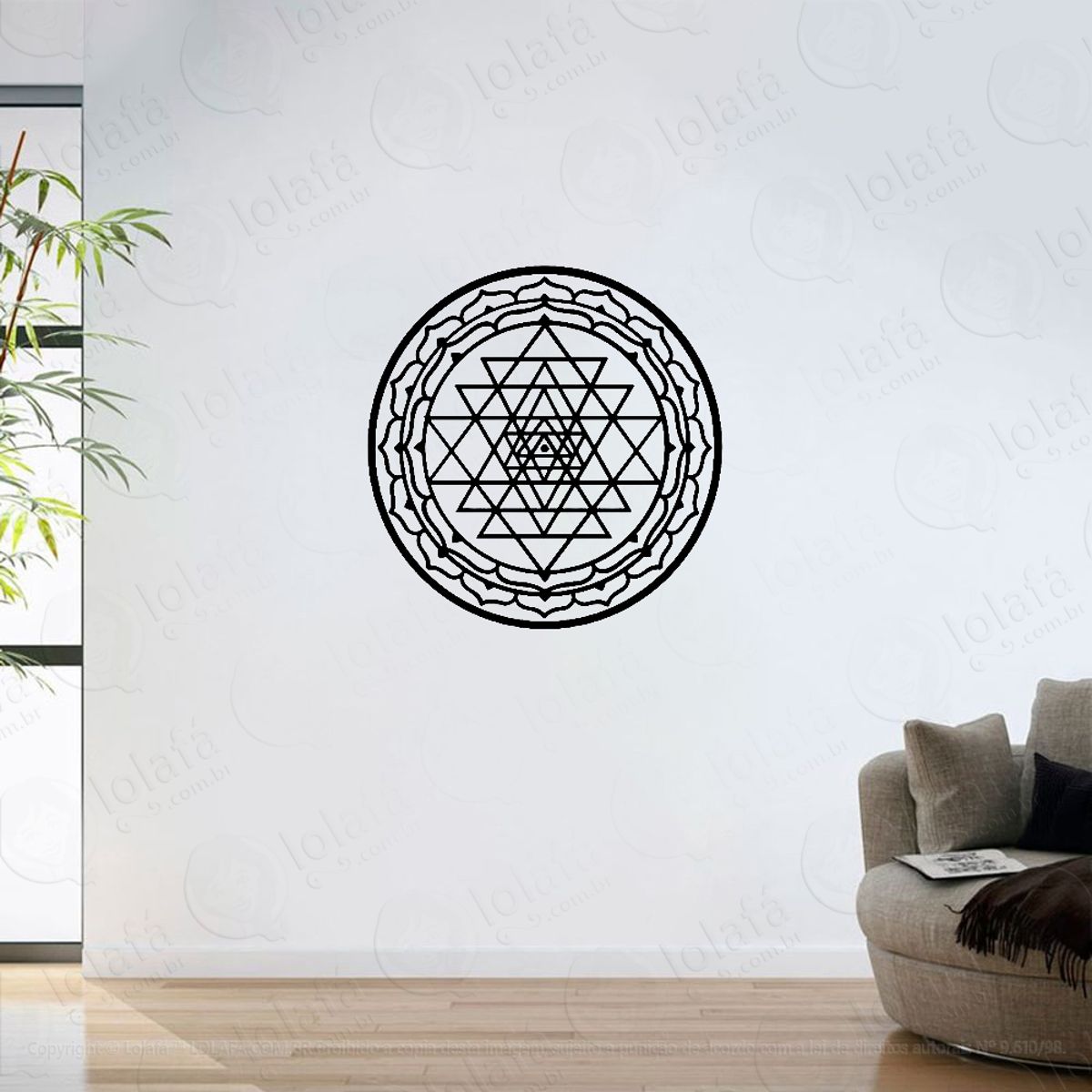 Adesivo De Parede Sala Sri Yantra Mod:6185