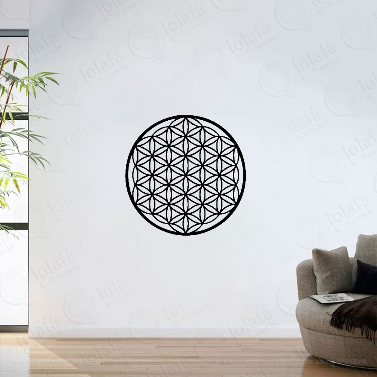 Adesivo De Parede Sala Flor Da Vida Geometria Sagrada Mod:6186
