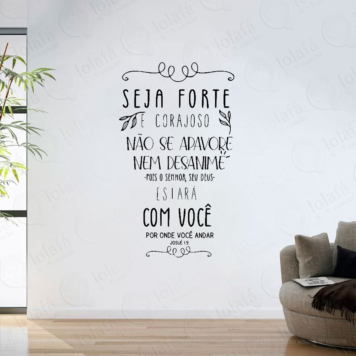 Adesivo Parede Sala Seja Forte E Corajoso Josué 1:9 Mod:6188