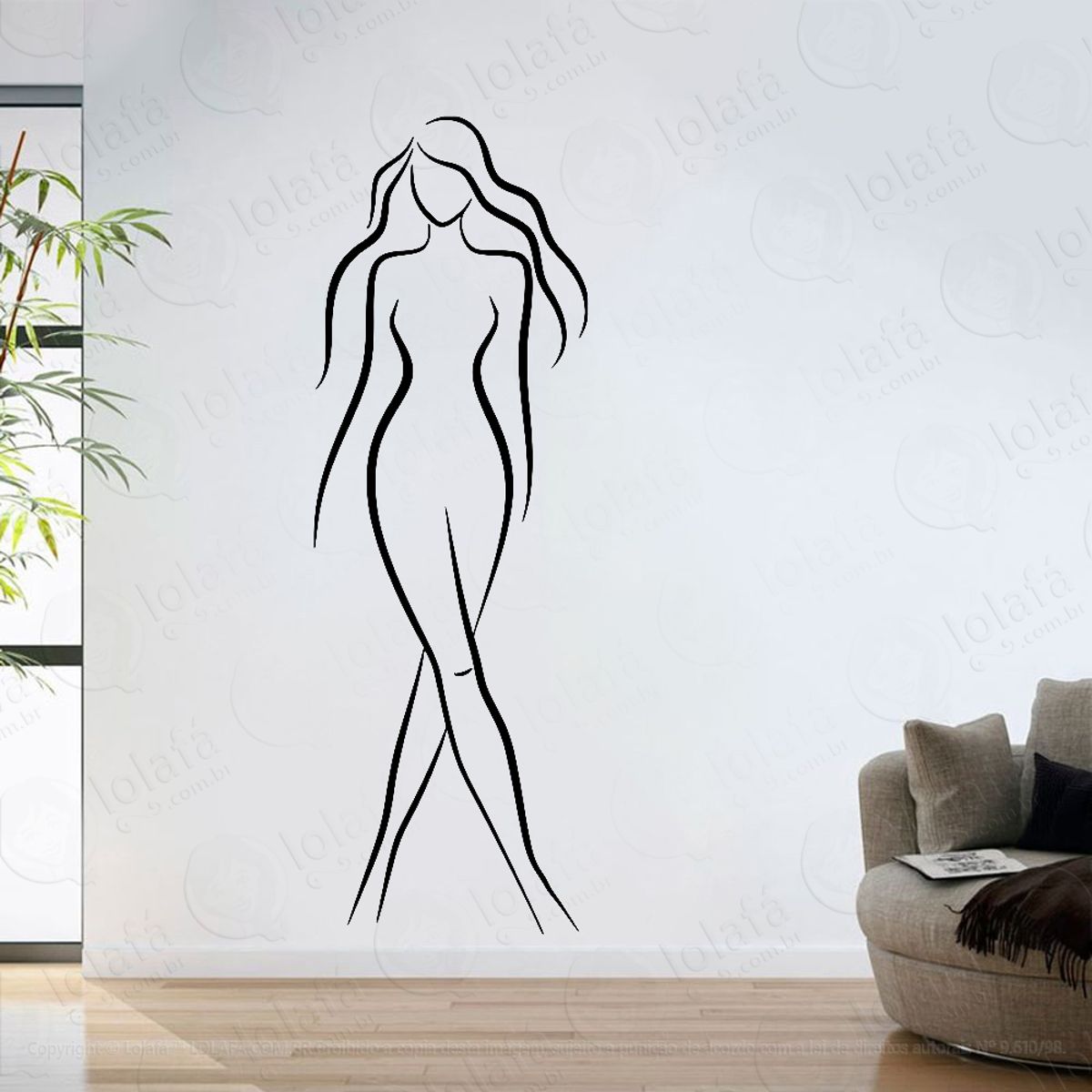 Adesivo Parede Sala Silhueta Feminina Para Salão De Beleza Mod:6191