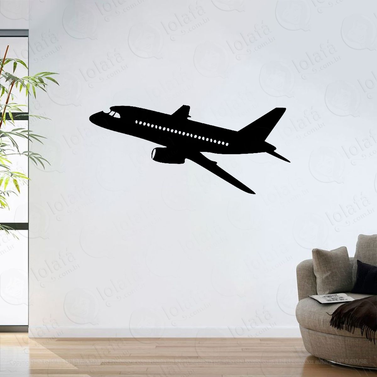 Adesivo Parede Sala Avião Decolando Turismo Mod:6195