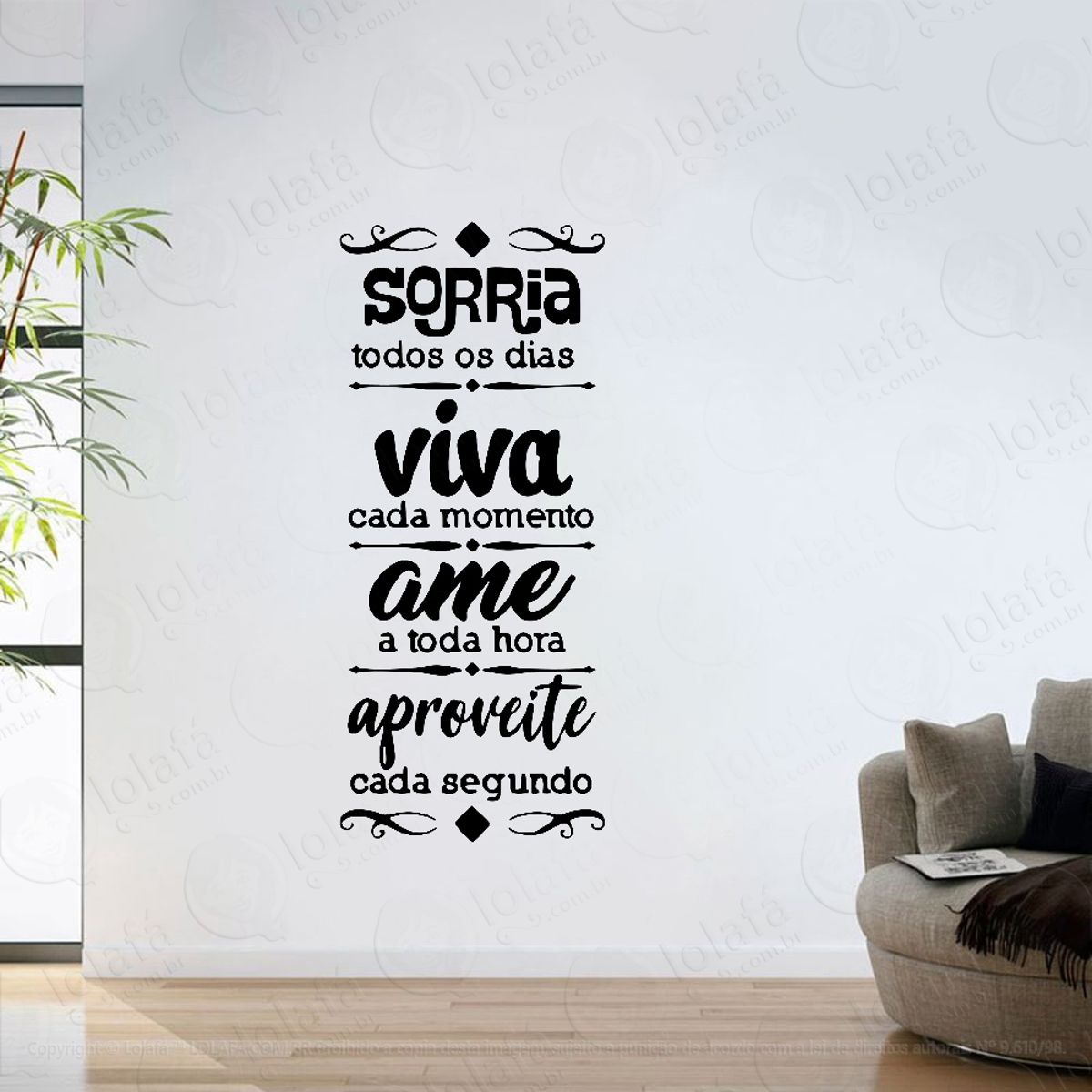 Adesivo Parede Sala Frase Sorria Todos Os Dias Mod:6200