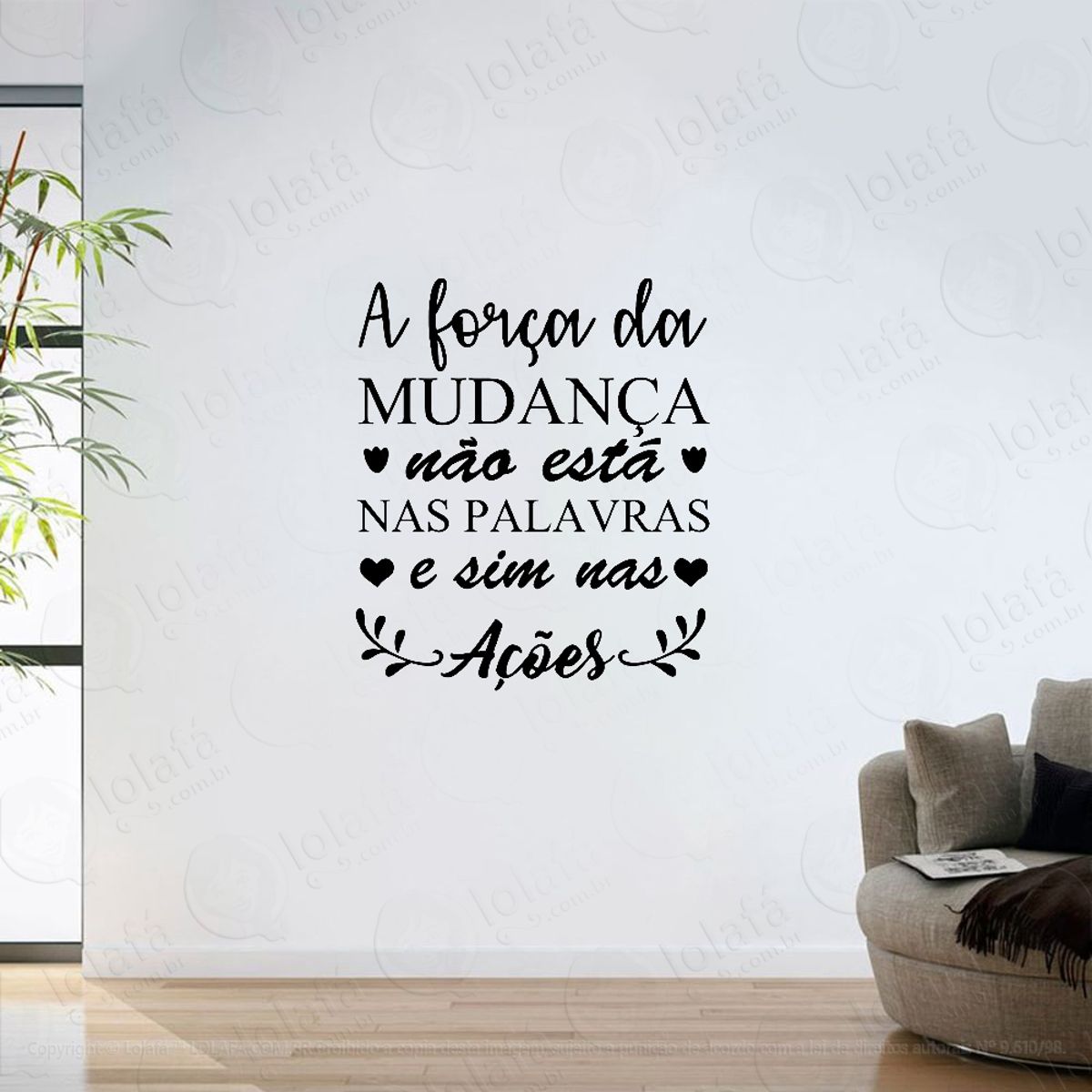 Adesivo Parede Sala Frase Força Da Mudança Mod:6202